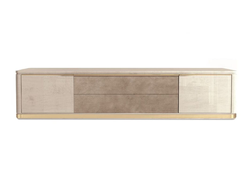 Деревянный шкаф для телевизора с ящиками и кожаными вставками Hurtado Evolution ARCH-00084181 - Вид №1