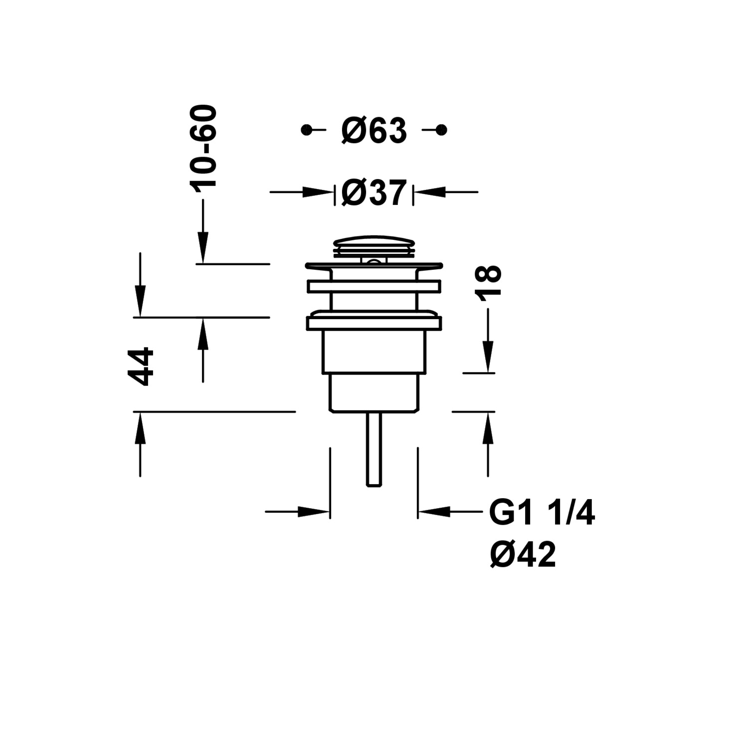 Сливной клапан Click-clack для умывальника без перелива-134215026 TRES Drain - Вид №1