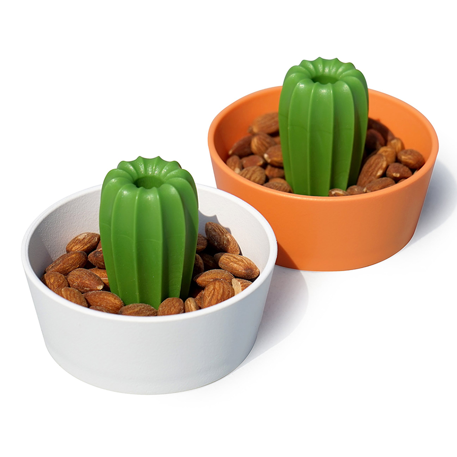 QL10284-WH-GN Миска для снеков cacnuts, белая с зеленым Qualy  - Вид №1