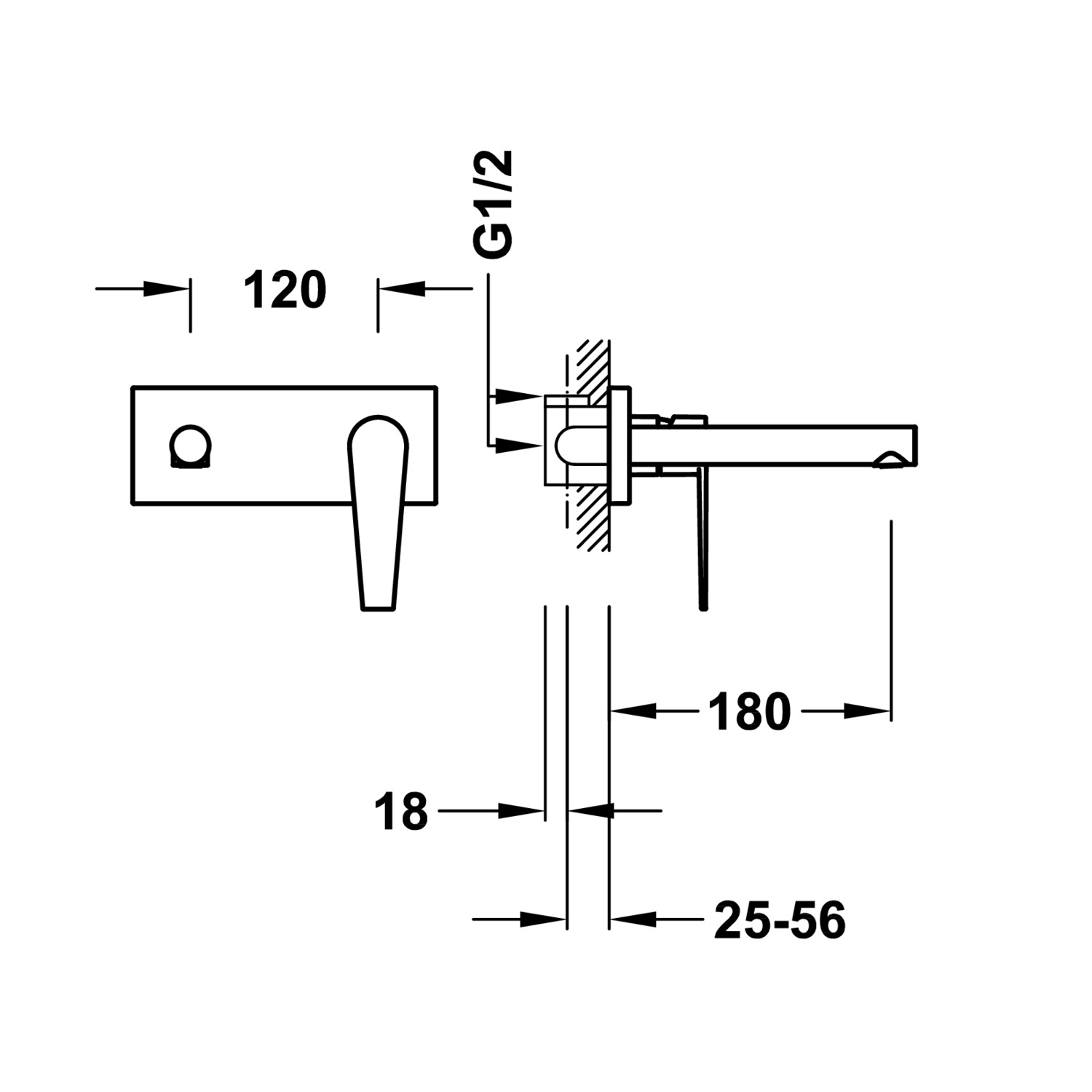 КЛАСС Скрытого смесителя для умывальника с одной ручкой-20530011 TRES  - Вид №1