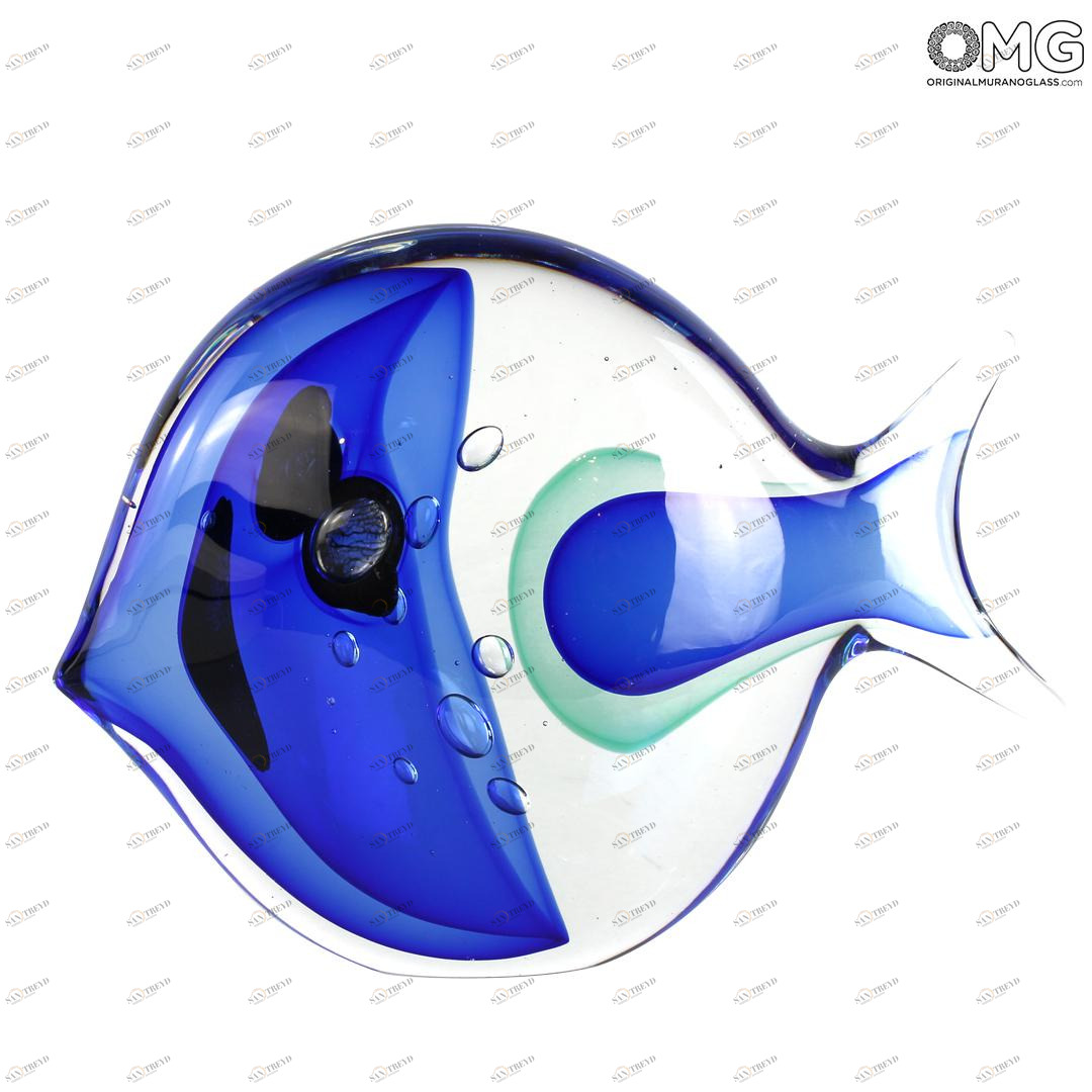 4526 ORIGINALMURANOGLASS Абстрактная скульптура Синяя Рыба - муранское стекло OMG 21 см 