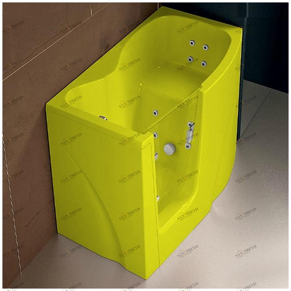 Ванна с гидромассажем GRUPPO TREESSE Gen-Y V3417-DX желтая угловая сидячая с дверью правосторонняя STDV3417DXZ