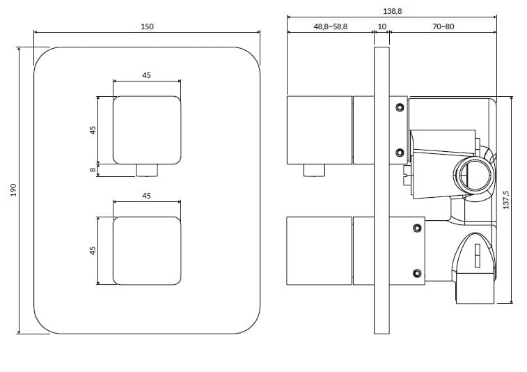 Встраиваемый термостатический смеситель для душа/ванны OMNIRES Парма ARCH-00060114 - Вид №5