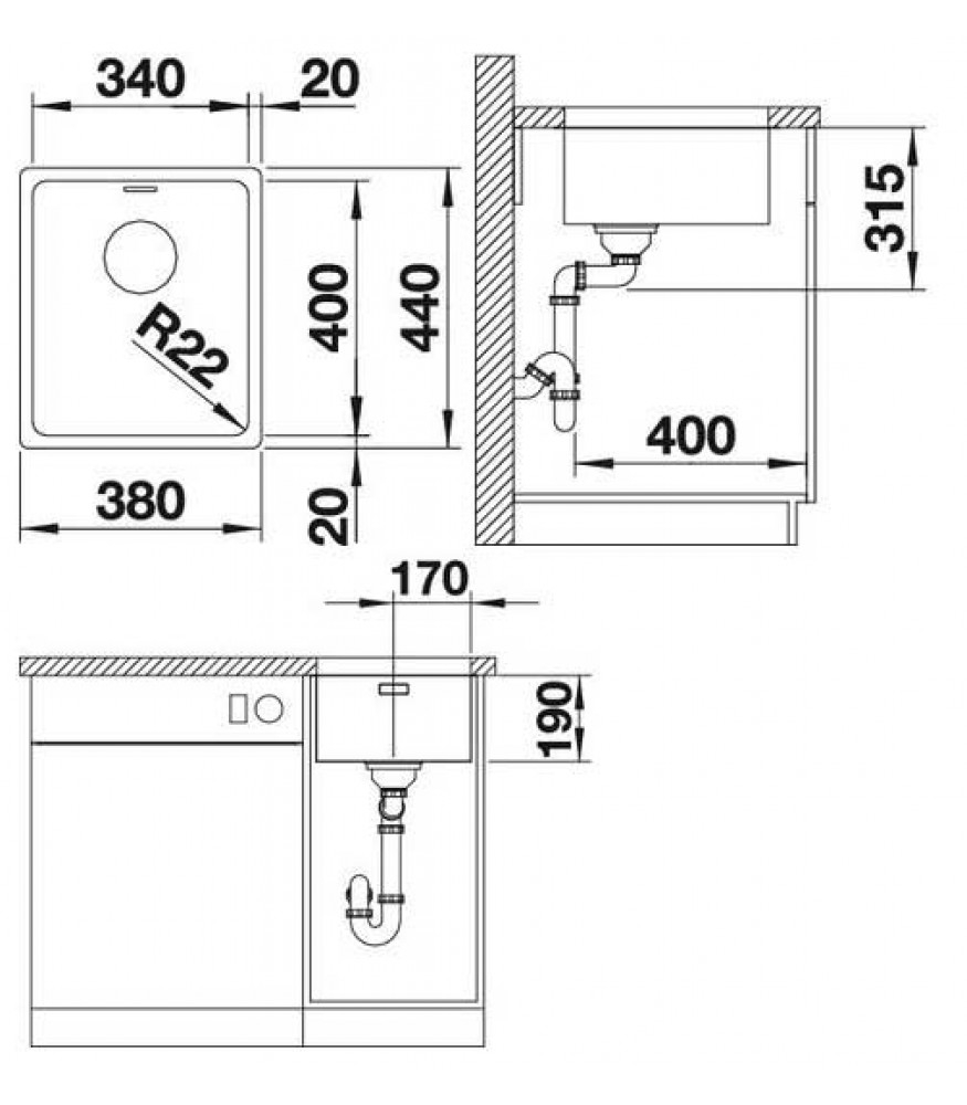 522955 Кухонная мойка Blanco Andano 340-U  Blanco Andano - Вид №4