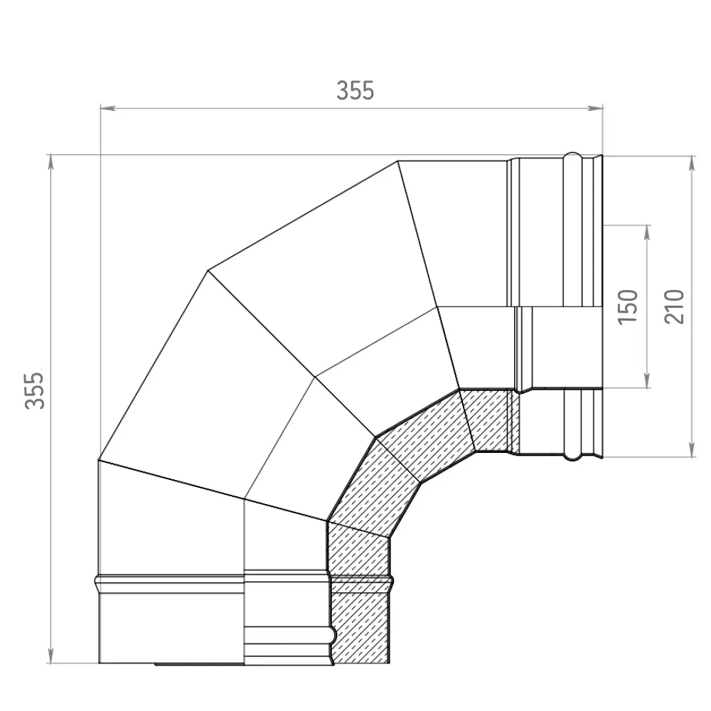 Сэндвич-колено Металлик и Ко 90° D150x210 мм 430/0.8 мм 83398167 STLM-2179418  - Вид №3