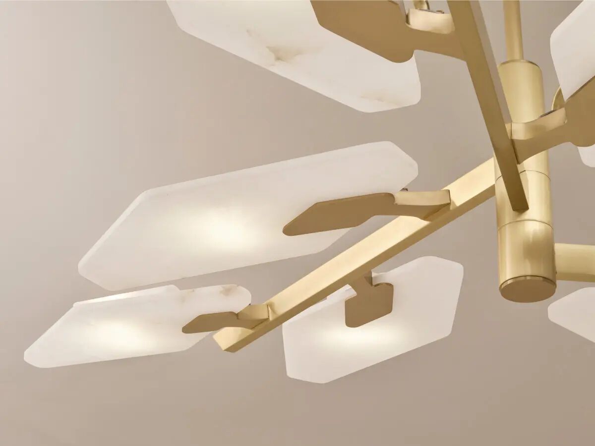 Светодиодный потолочный светильник ручной работы из металла и алебастра GASPARE ASARO LEAF ARCH-00023059 - Вид №4