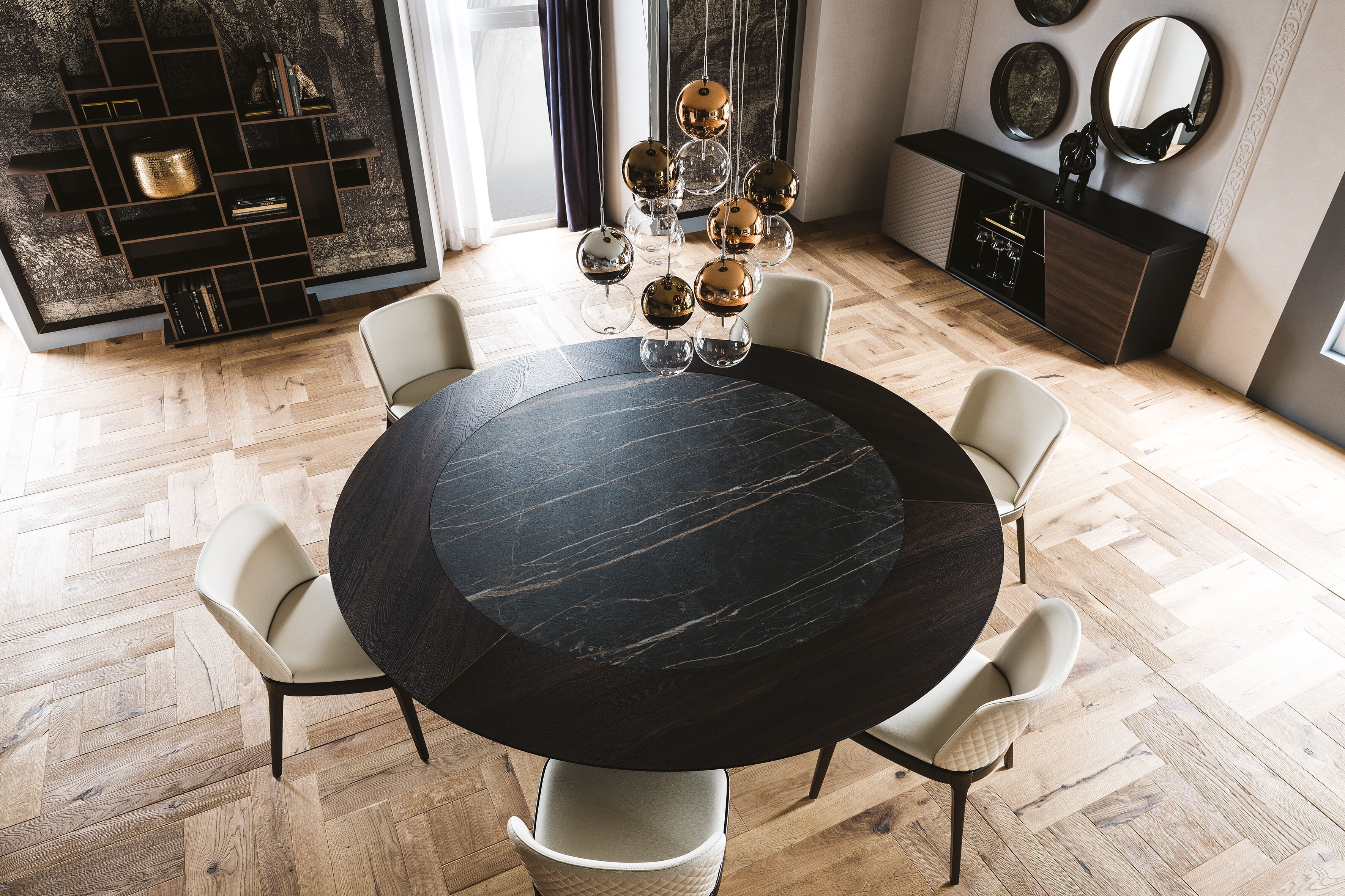 Круглый деревянный стол и вращающаяся керамическая вставка Cattelan italia ARCH-00119244 - Вид №2