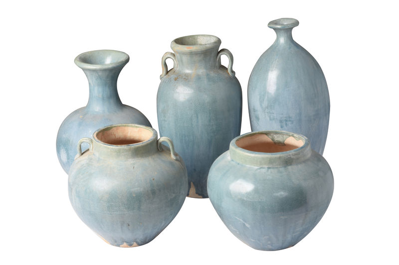 GWVE0001B Высокая тонкая шея синяя ваза ijlbrown  - Вид №1