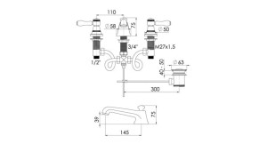 Смеситель для раковины с 3 отверстиями