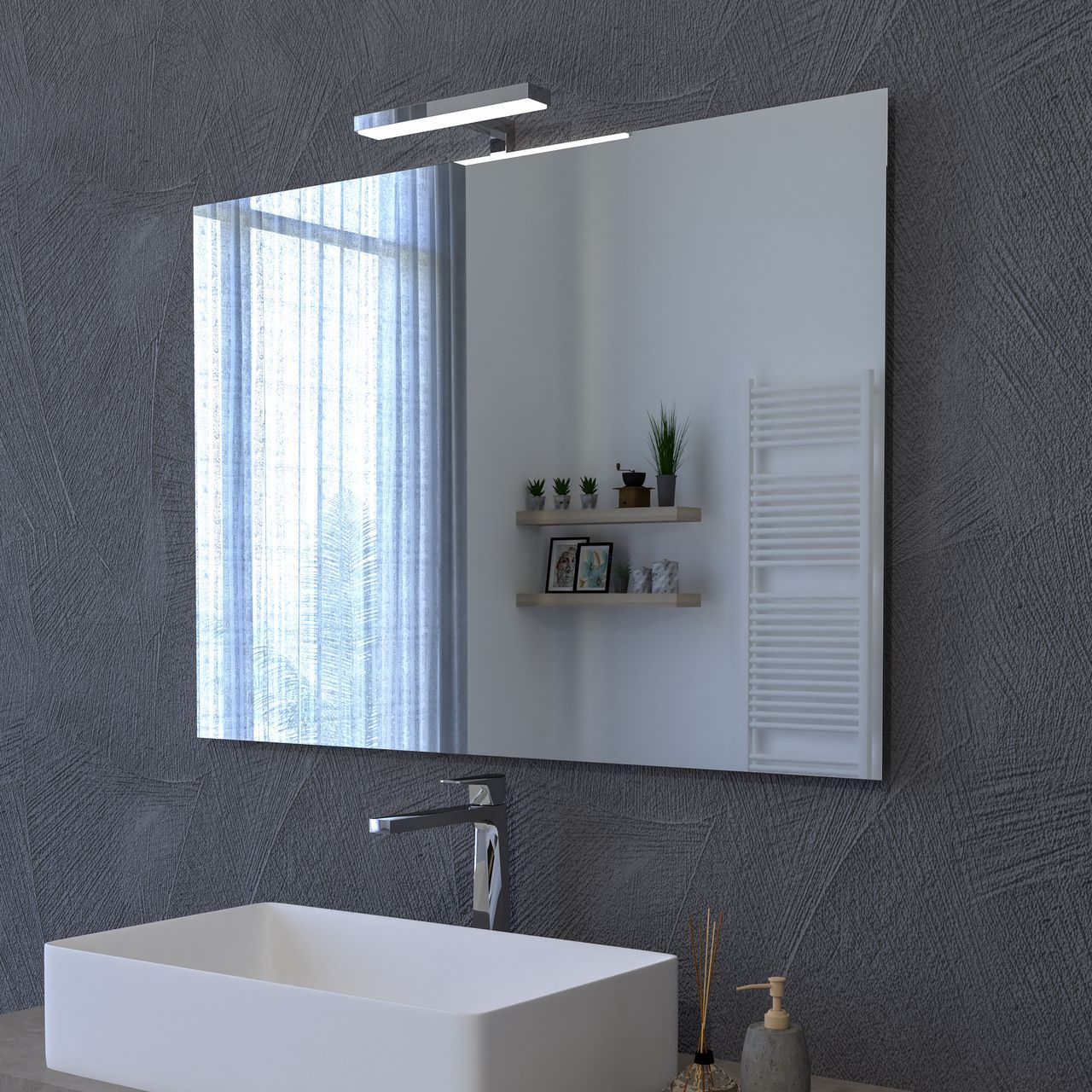 Прямоугольное зеркало со встроенным освещением для ванной комнаты Ercos зеркала ARCH-00096732 - Вид №1