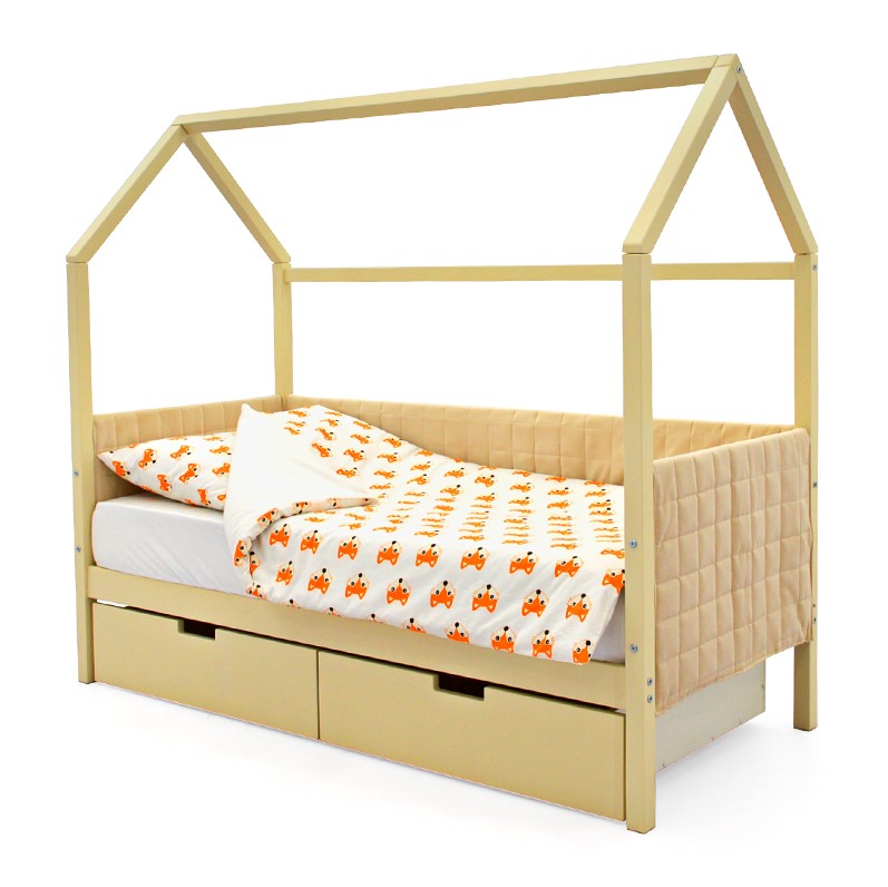 Детская кровать-домик мягкая бежевая Svogen БЕЛЬМАРКО  00-3873177 Бежевый Santreyd  - Вид №2