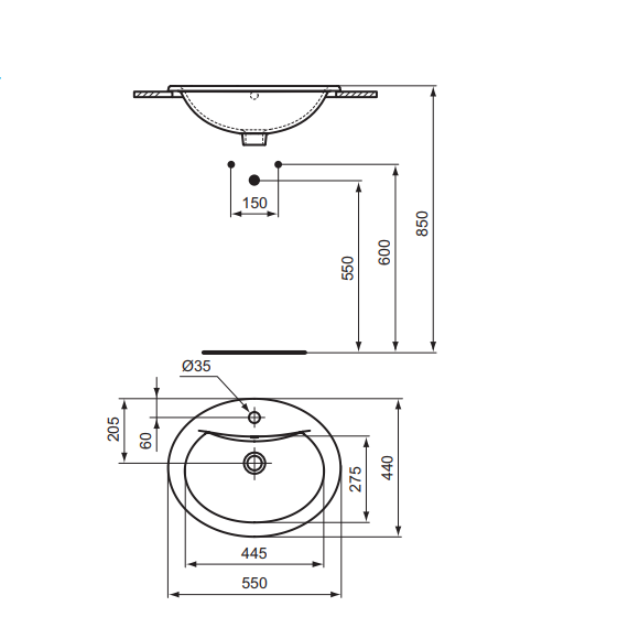 W502361 Умывальник встраиваемый VIDIMA SIRIUS - Вид №1