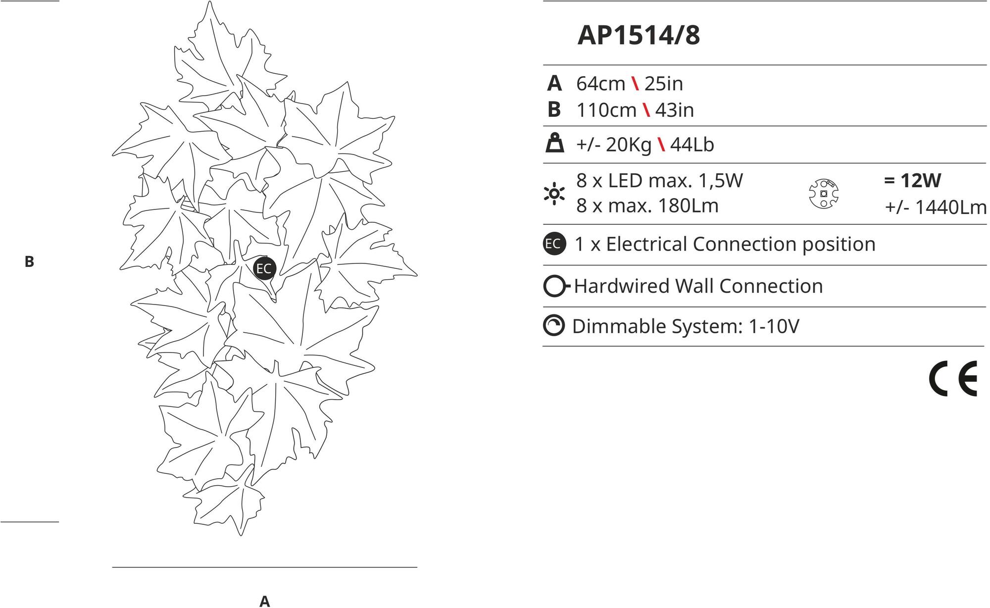 Serip Бронзовый светодиодный настенный светильник ручной работы Folio Ap1514/8 - Вид №1