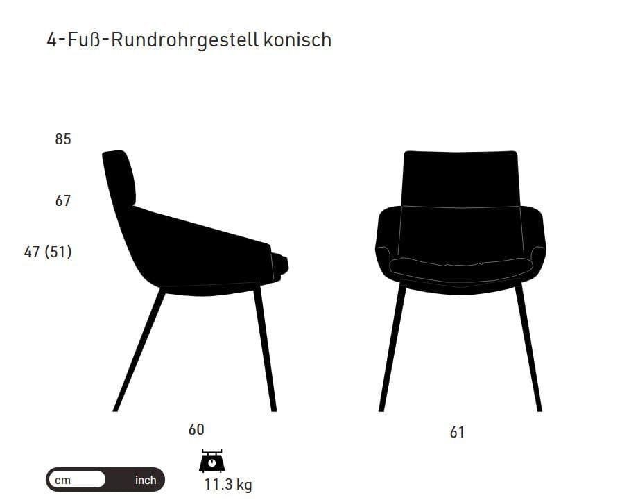 Мягкий стул с низкими подлокотниками и основанием с 4 ножками KFF Faye ARCH-00127793 - Вид №7