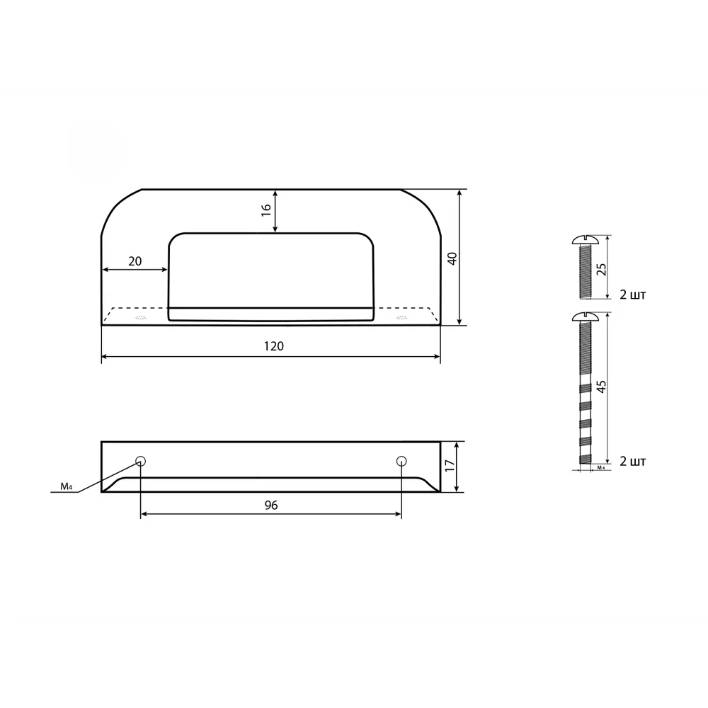 86899244 Ручка-скоба мебельная Ponza ЦАМ 96 мм цвет никель STLM-1007697 PALLADIUM  - Вид №3