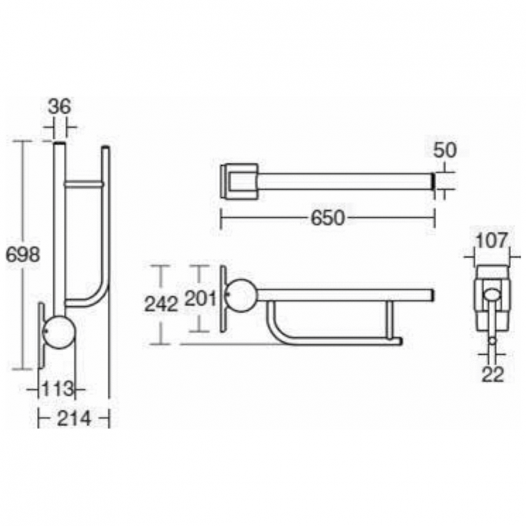 S6361RN Складной поручень 65 см Ideal Standard CONTOUR - Вид №3