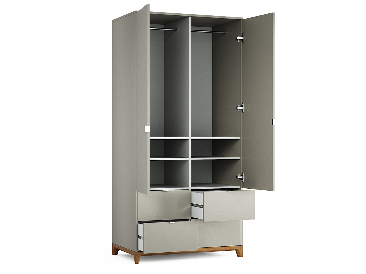 Шкаф распашной двухдверный с ящиками молочный Case №4 THE IDEA  210411 Белый  - Вид №2