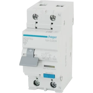 Дифференциальный автомат Hager AD990J 1P N C25 A 30 мА 6 кА A 83825604 STLM-2109124