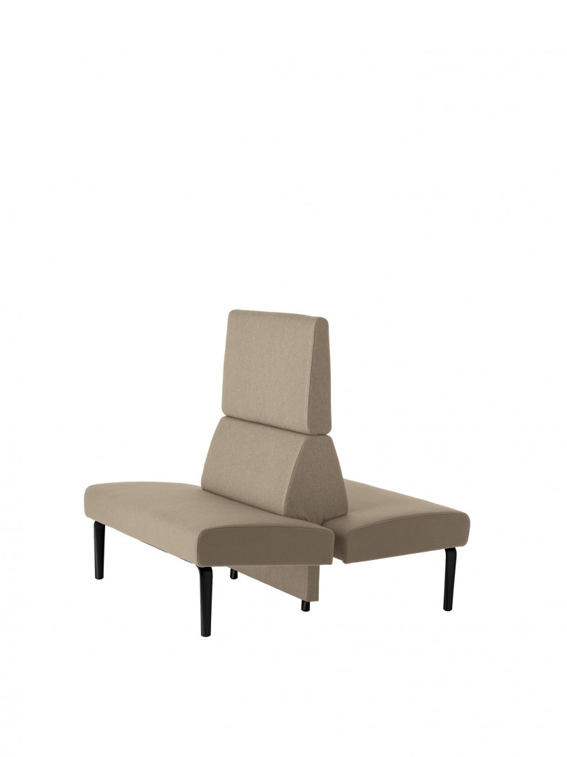 Ambit 1056 Модульная система сидений. Сиденье и спинка с обивкой. Ноги из литого алюминия. Линейное модульное сиденье L 120 см и спинка L 80 см, спинка H 126 см. Двусторонняя версия. Et al. Ambit