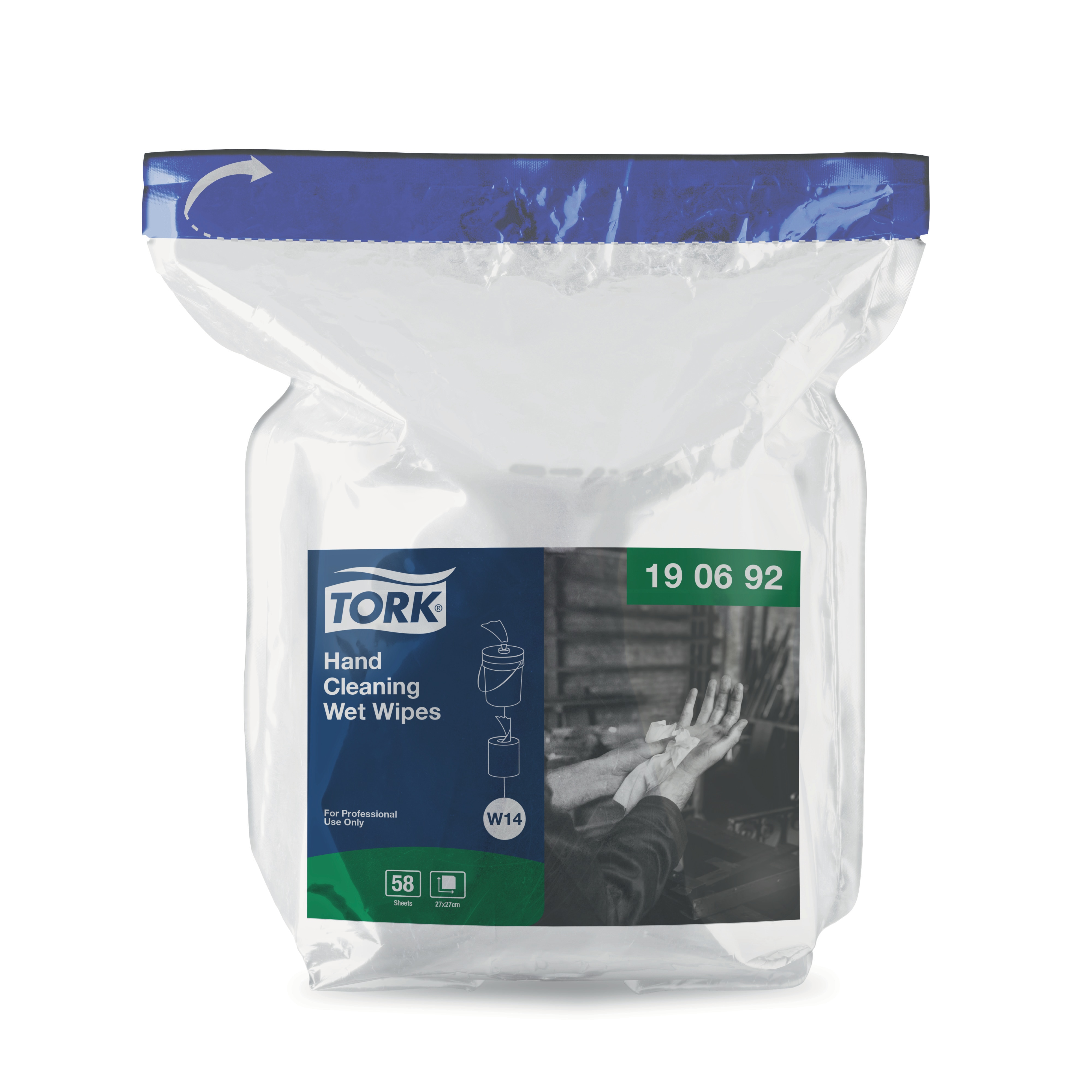 19069250 Нетканый материал, смоченный для сильного загрязнения рук, запасной Tork  - Вид №1