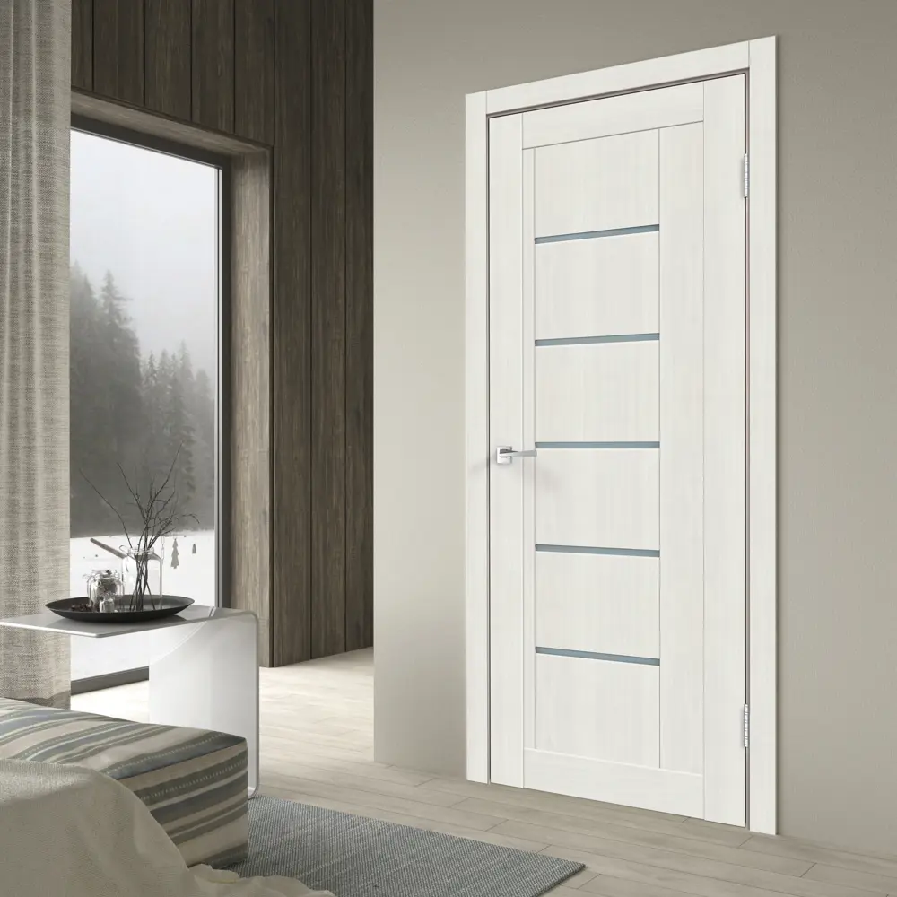 Дверь межкомнатная со стеклом Некст 3 90x200 см ПВХ цвет дуб молочный с замком и петлями 82873217 STLM-2030409 VELLDORIS  - Вид №6