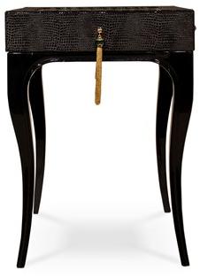 KOKET Прикроватная тумбочка из лакированной кожи с ящиками Exotica sun-id-1466897 - Вид №2