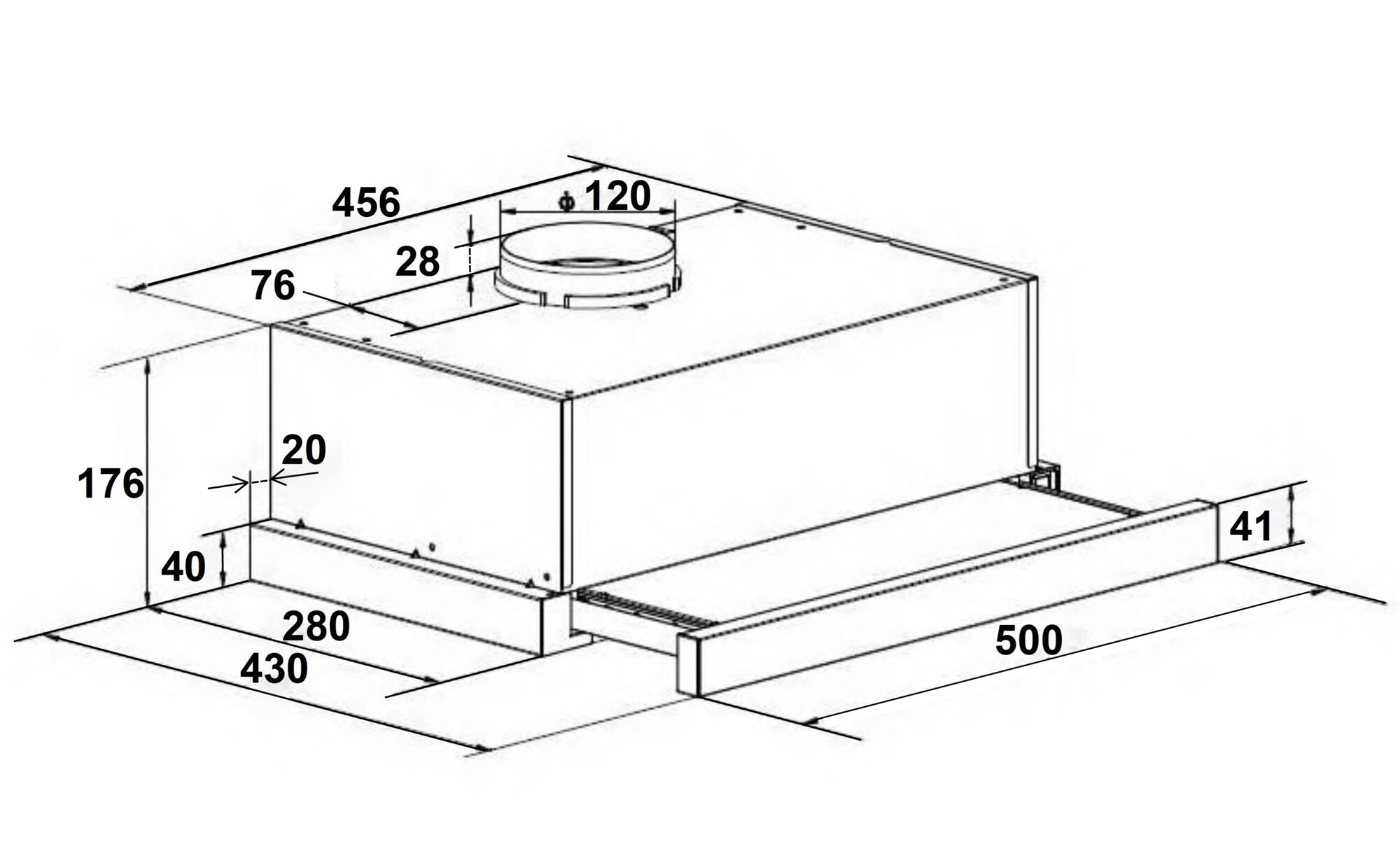 5325063 Вытяжка телескопическая LEX HUBBLE 500 черный/черный STDN-0144400 - Вид №10