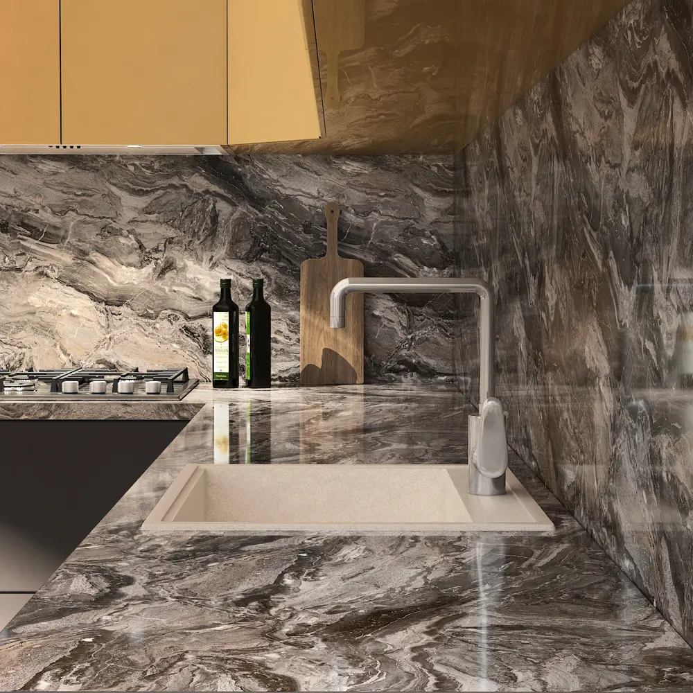 Столешница KONSENSA Рашчер 240x60x3.8 см ДСП цвет серый ДСП Прямой угол STLM-2210934 - Вид №3