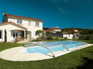 Desjoyaux Низкий телескопический навес для бассейна из поликарбоната