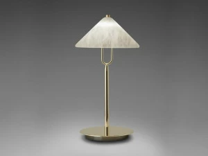 Alma light Настольная лампа из железа с абажуром из алебастра Fuji 2070