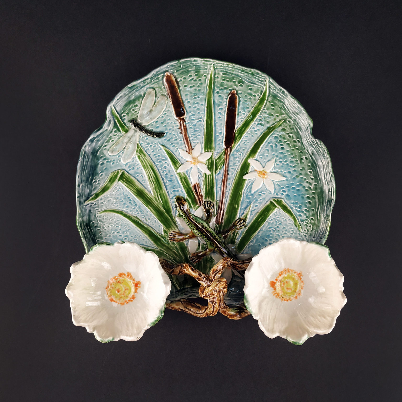 Блюдо для закусок (с двумя кувшинками) Синий/Зеленый PROVANSFAIENCE sun-id-994642 - Вид №16