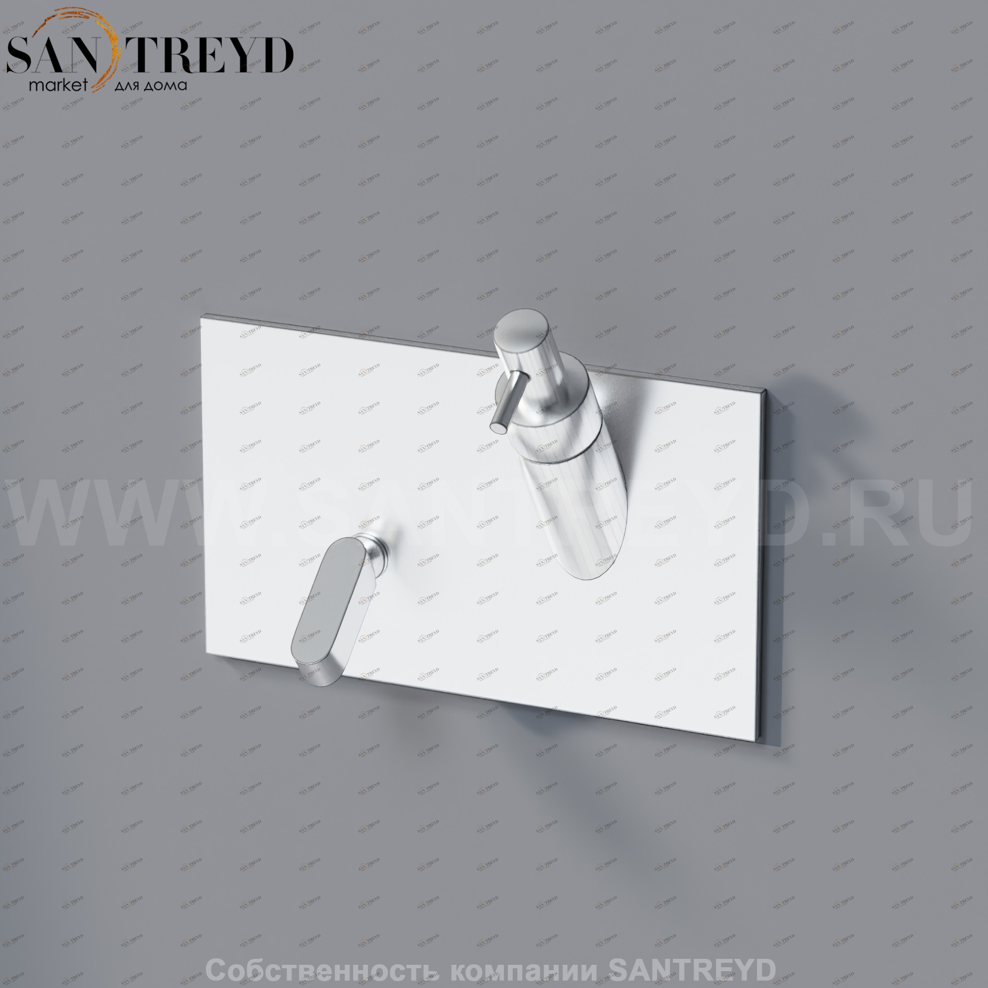 Agape SQUARE Встроенный однорычажный джойстиковый смеситель с диспенсером для мыла для ванны или душа хромированный матовый ARUB1013NSP