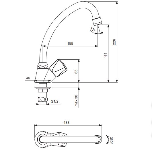 BA159AA Кран без смешивания VIDIMA PRACTIC - Вид №1