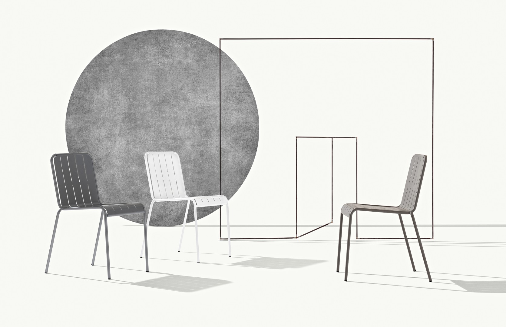 Stripes 547 Стул со стальным каркасом, 4 ножки. Сиденье и спинка из литой стали. Обработка катафорезом. Et al. Stripes - Вид №3