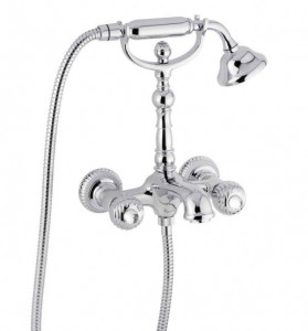 98011SWOR Смеситель The One с ручным душем для ванны. Металлические ручки + прозрачные кристаллы, цвет золото