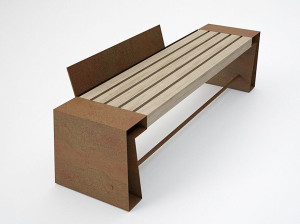 Стальная и деревянная скамья со спинкой