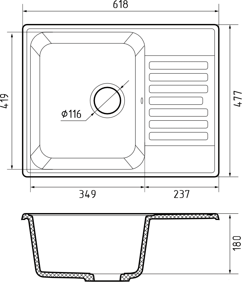 Кухонная мойка Кварц QUARZ S456 GranFest 13-S456 - Вид №1