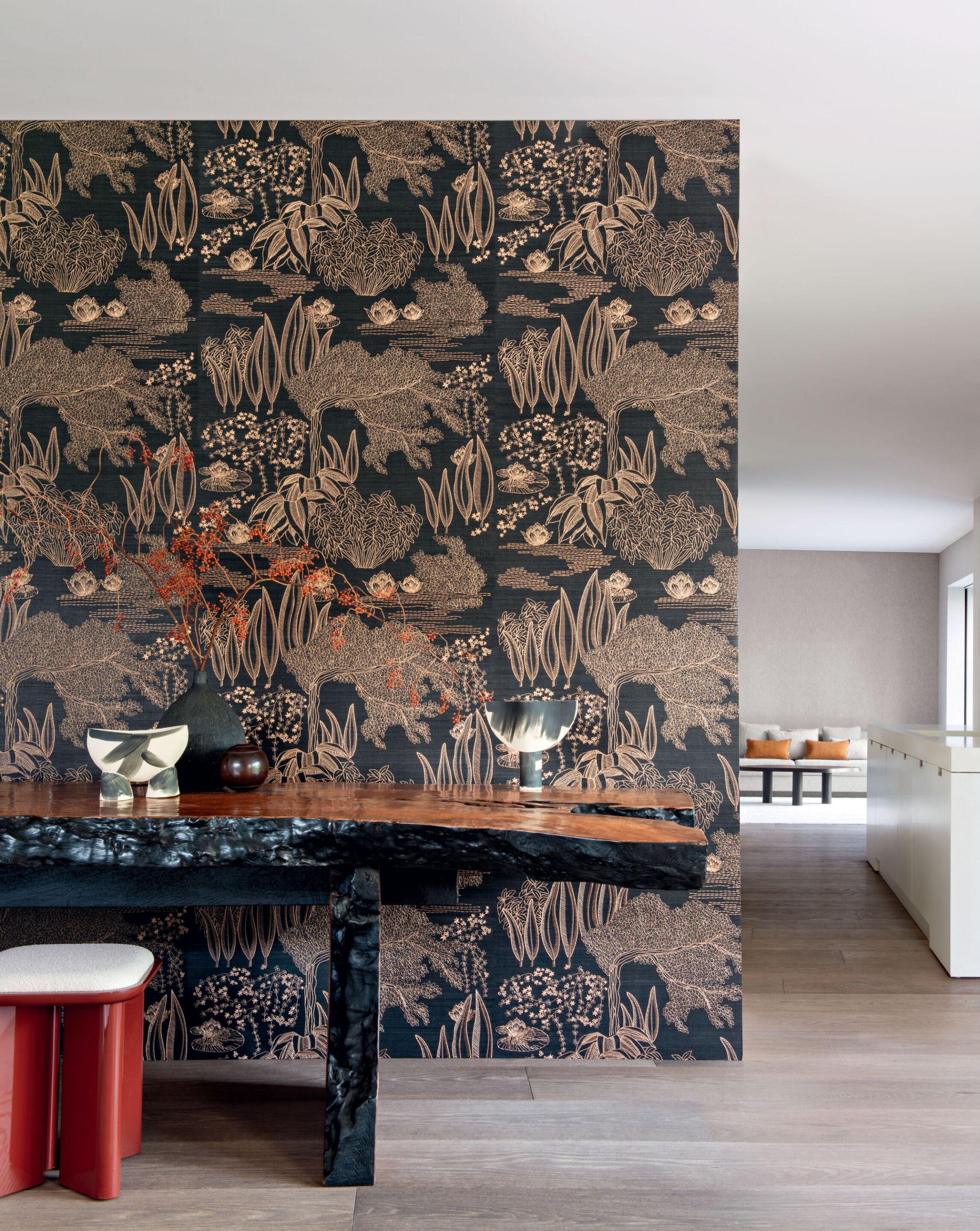 Сизаль вышитая настенная ткань Casamance Hikari ARCH-00096714 - Вид №1