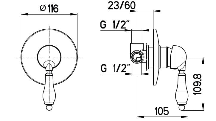 Однорычажный встраиваемый смеситель для душа Gaia Mobili Complements ARCH-00079575 - Вид №1