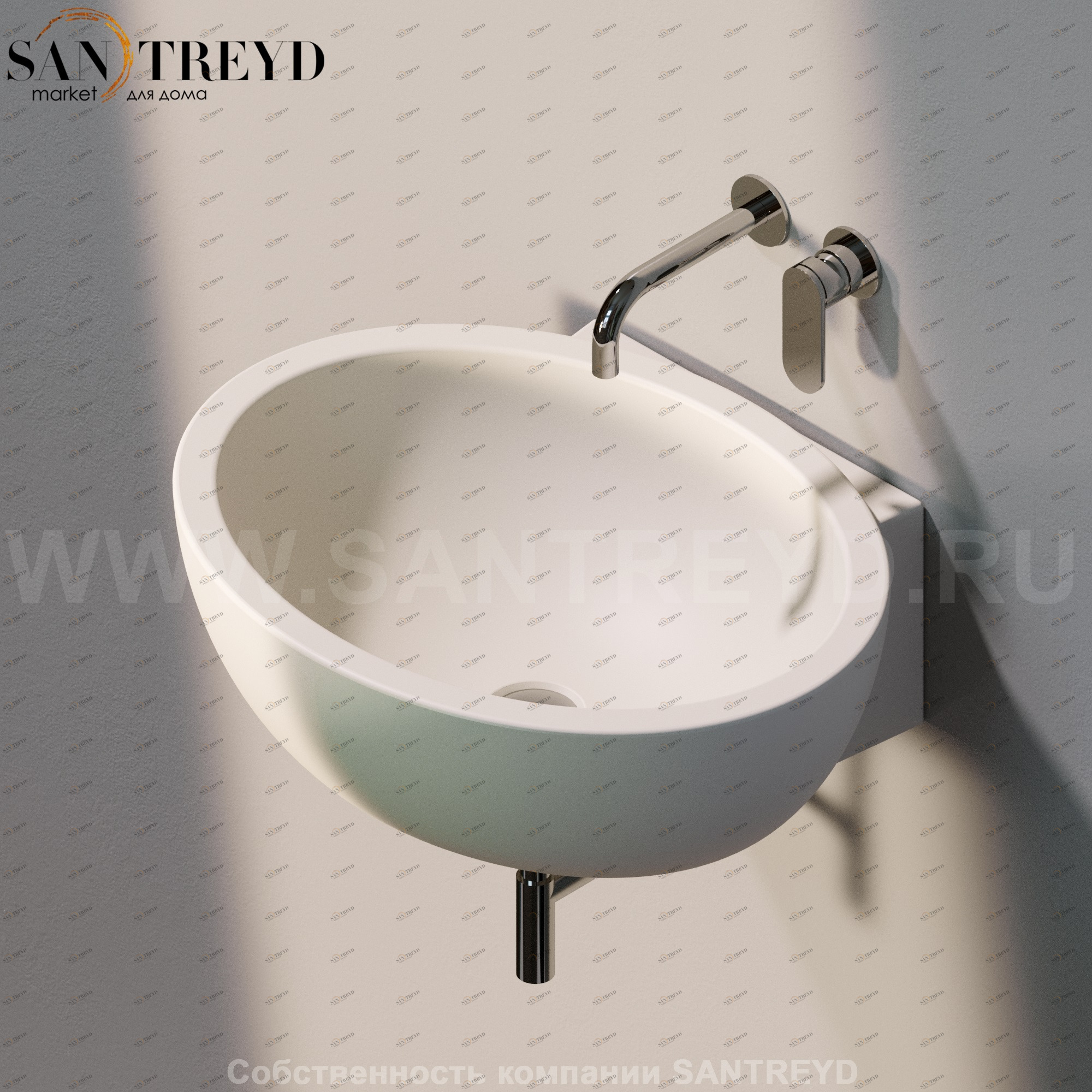 DP4829003 Подвесная раковина настенная овальная Ceramica Flaminia Dip бежевая