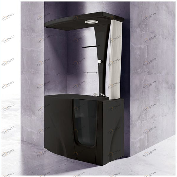 Ванна с кабиной GRUPPO TREESSE GEN-Y TOP STD-V3417|B3411-LX черная угловая сидячая с дверью левосторонняя STDV3417B3411LXC