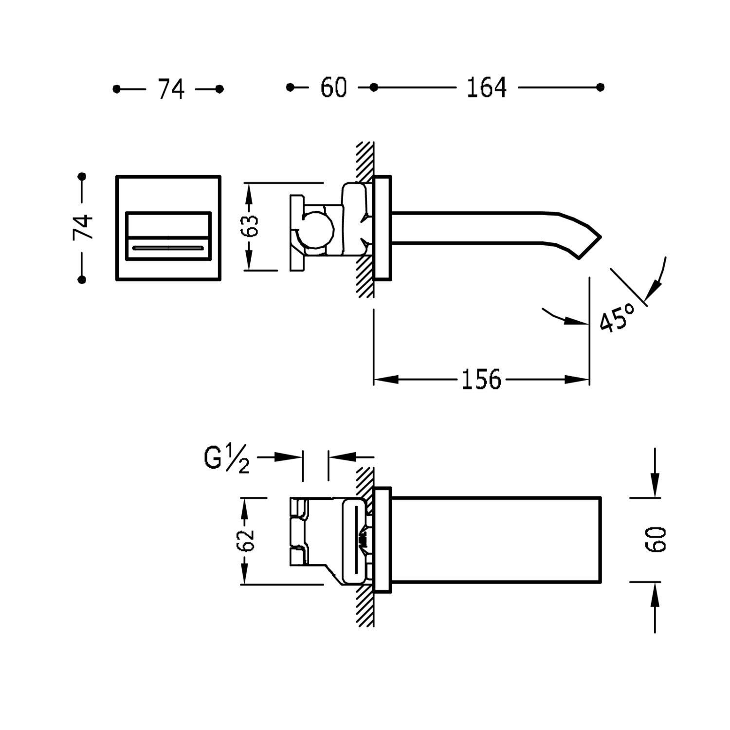 Настенный фиксированный излив с каскадным выходом-107181 TRES RICAMBI - Вид №1