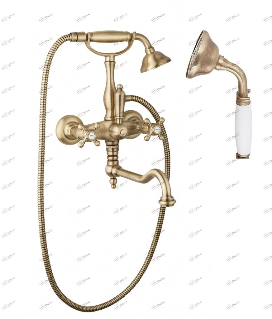 Смеситель для ванны с поворотным изливом с ручным душем, шлангом 150 см CEZARES GOLF-VDF-02-Bi