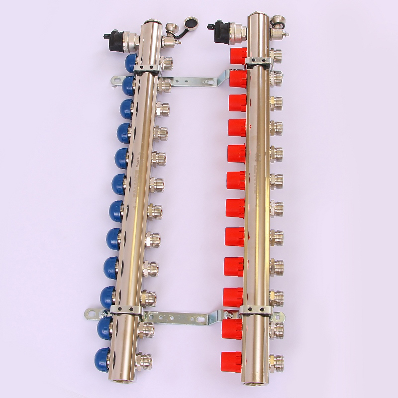 Коллекторная группа TOPWAY с регулировочными и термостатическими вентилями с резьбой под евроконус EMMETI 1"x3/4"ЕК 12 выходов 01298730 - Вид №1