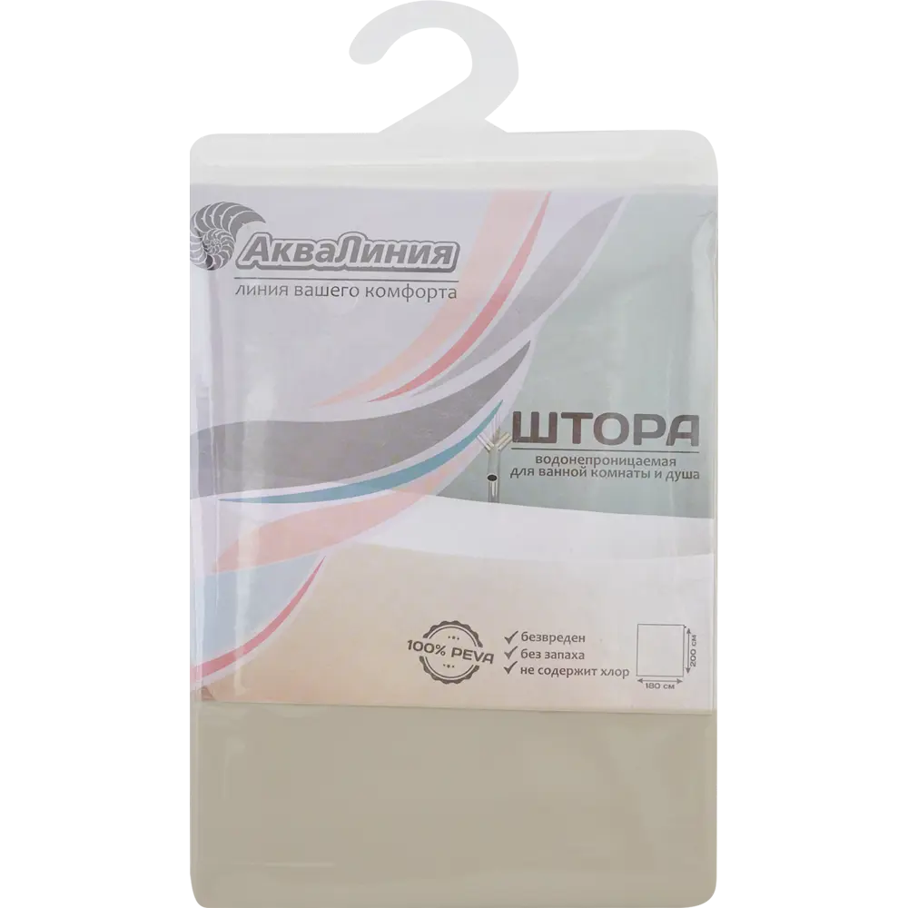Штора для ванной Аквалиния PE1148R 180x200 см PEVA цвет бежевый STLM-2048190 - Вид №4