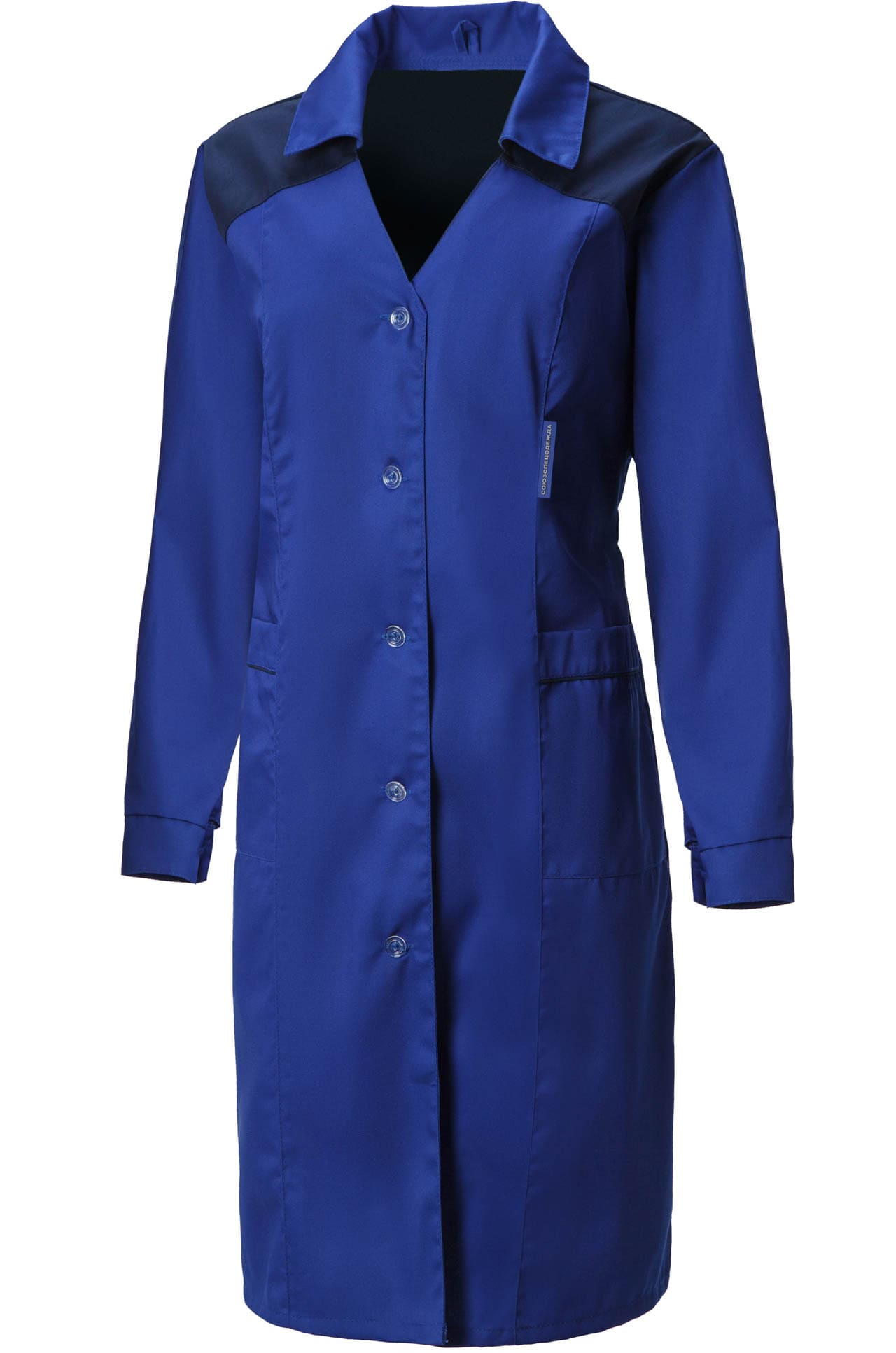 65721 Халат "Мастерица" женский василек с темно-синим  Одежда для обслуживающего персонала  размер 52-54/158-164 Спецодежда 