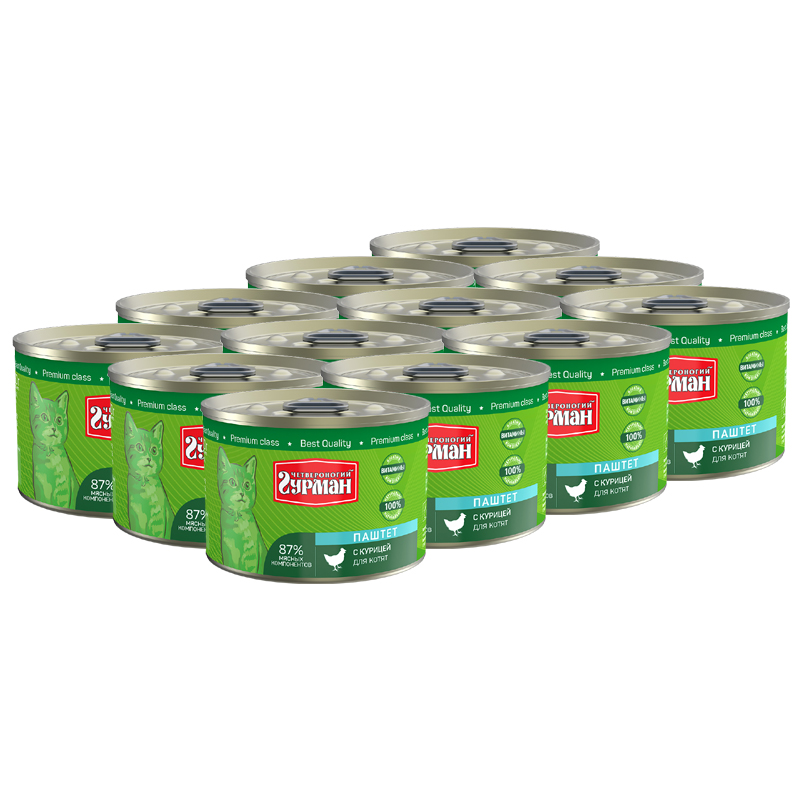 ПР0044936*12 Корм для котят Курица паштет конс.190г (упаковка - 12 шт) ЧЕТВЕРОНОГИЙ ГУРМАН 