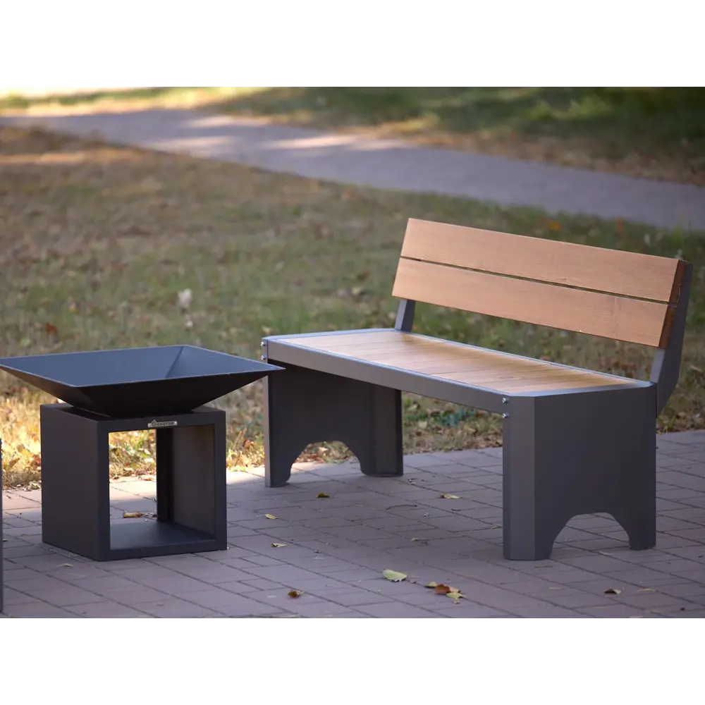 Скамья садовая City S CI-160S 166x56x79 см дерево черный/коричневый GRATAR STLM-2157301 - Вид №5