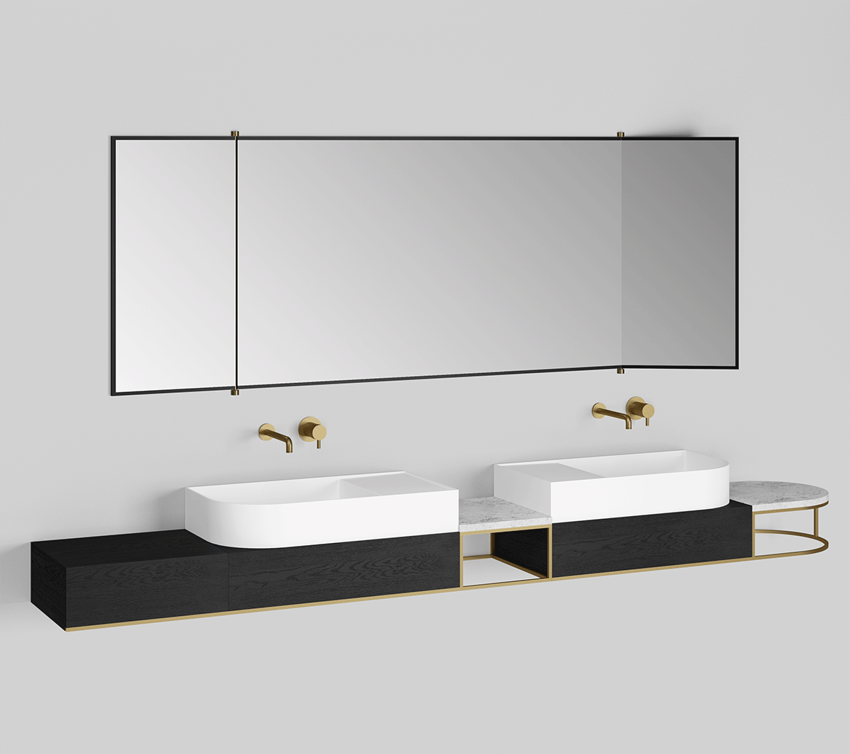 Ex.T Nouveau Консоль с двумя раковинами, полками и ящиками Nouveau-comp_4