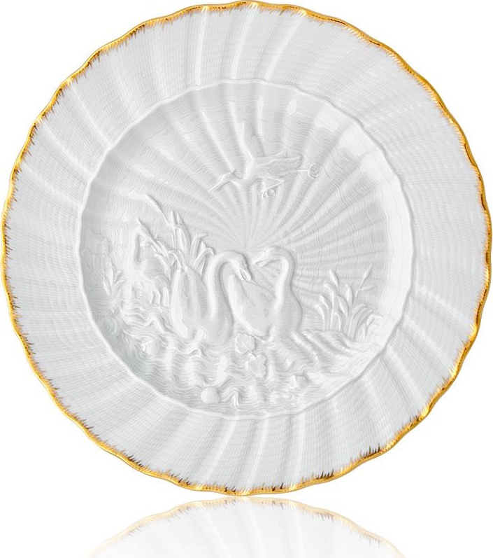 73608 Meissen Тарелка обеденная 24,5см "Лебединый сервиз" (золотой кант) Фарфор 